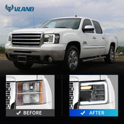 VLAND Full LED Headlights for GMC Sierra 1500 SLE 2007-2013 With Start-Animation VLAND Factory