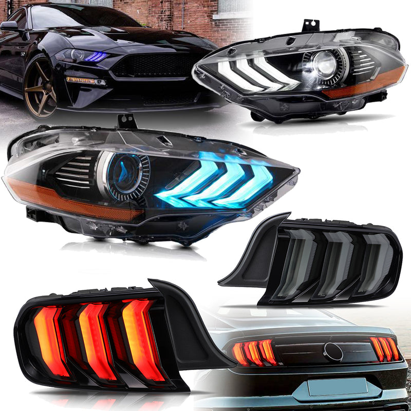 VLAND Full LED RGB Headlights & 5-Modes Switchable Full LED Taillights for Ford Mustang 2018-2023 6th Gen Refresh Model S550 (sixth generation) VLAND Factory