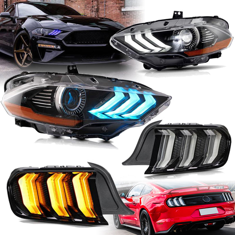 VLAND Full LED RGB Headlights & 5-Modes Switchable Full LED Taillights for Ford Mustang 2018-2023 6th Gen Refresh Model S550 (sixth generation) VLAND Factory