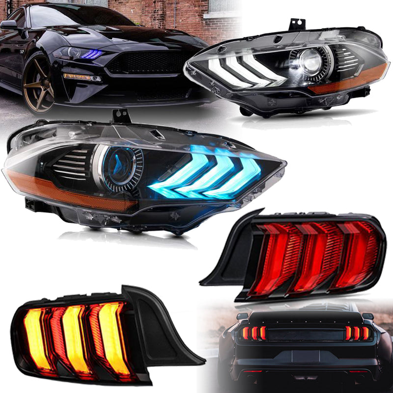 VLAND Full LED RGB Headlights & 5-Modes Switchable Full LED Taillights for Ford Mustang 2018-2023 6th Gen Refresh Model S550 (sixth generation) VLAND Factory