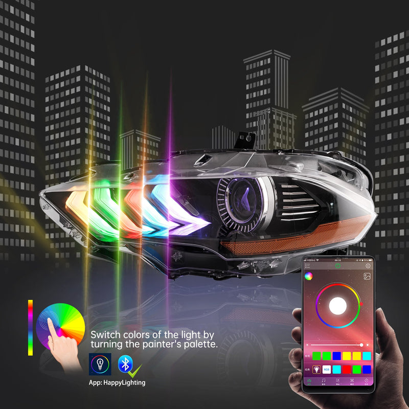 VLAND Full LED RGB Headlights & 5-Modes Switchable Full LED Taillights for Ford Mustang 2018-2023 6th Gen Refresh Model S550 (sixth generation) VLAND Factory