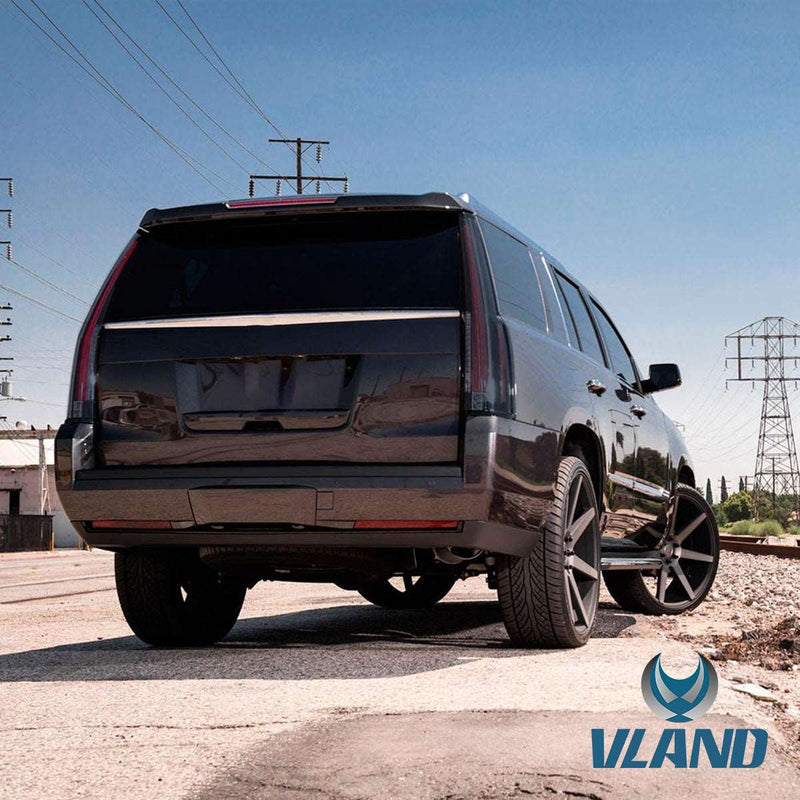 VLAND Full LED Tail Lights For Cadillac Escalade 3rd Gen SUV 2007- 2014 With Start-up Animation [6 Holes For 6 PINS Plug Rear Lamp with Red Turn Signal] VLAND Factory