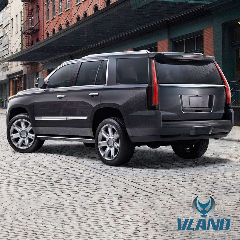 VLAND Full LED Tail Lights For Cadillac Escalade 3rd Gen SUV 2007- 2014 With Start-up Animation [6 Holes For 6 PINS Plug Rear Lamp with Red Turn Signal] VLAND Factory