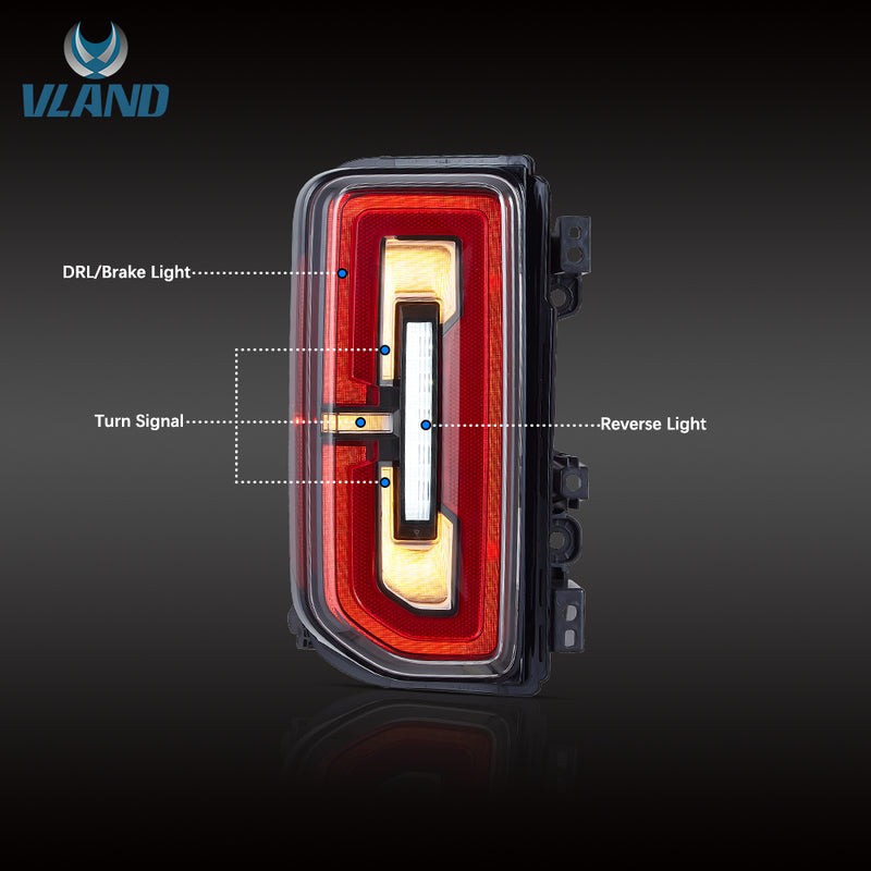 VLAND Full LED Tail Lights for Ford Bronco 2021-Up 6th Gen U725 Rear Lamps Assembly w/Sequential Indicator Startup Animation VLAND Factory