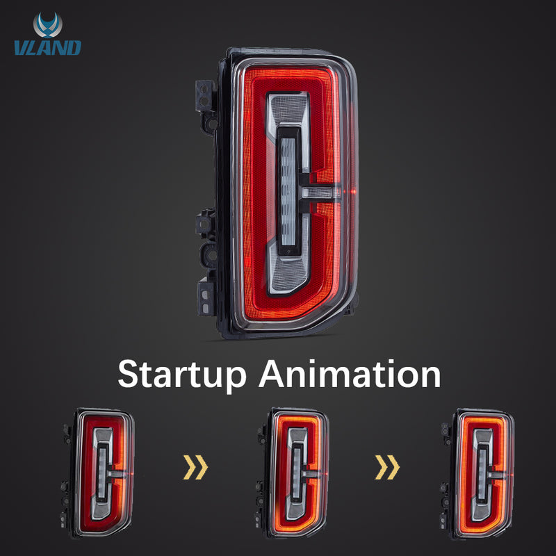 VLAND Full LED Tail Lights for Ford Bronco 2021-Up 6th Gen U725 Rear Lamps Assembly w/Sequential Indicator Startup Animation VLAND Factory