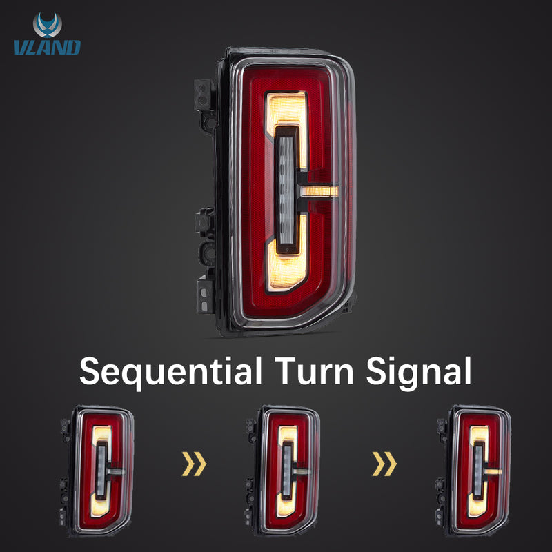 VLAND Full LED Tail Lights for Ford Bronco 2021-Up 6th Gen U725 Rear Lamps Assembly w/Sequential Indicator Startup Animation VLAND Factory