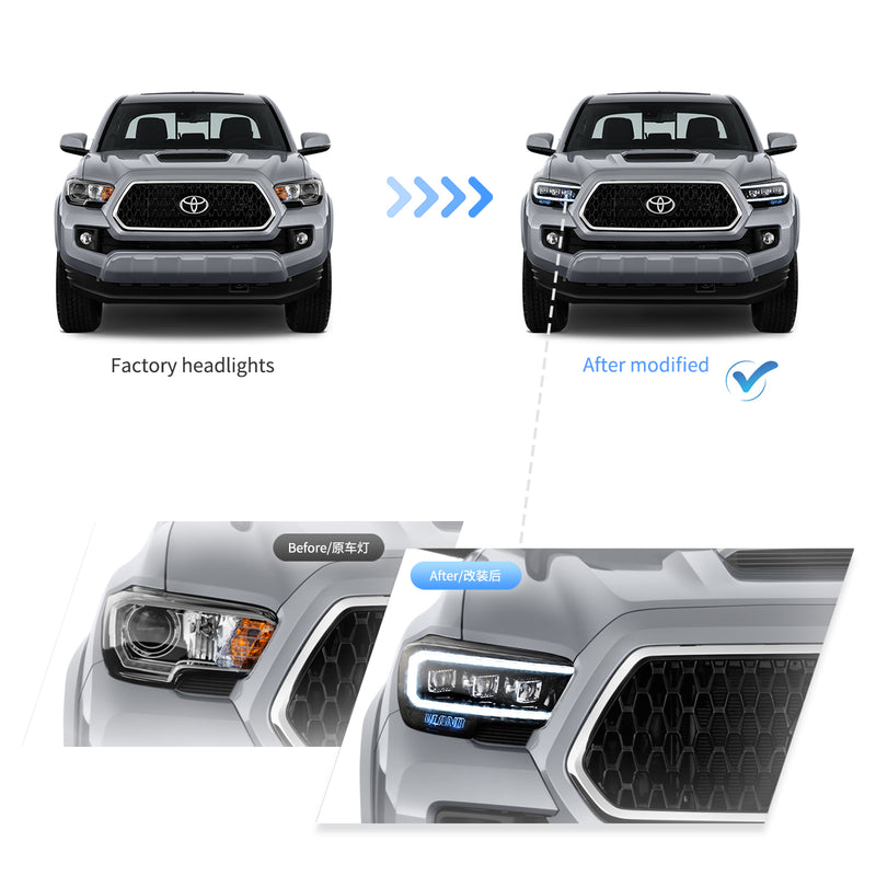VLAND Full LED Projector Headlights For Toyota Tacoma 2016-2023