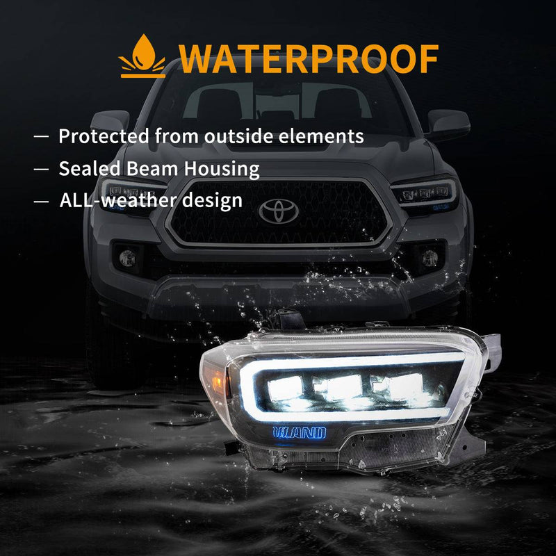 VLAND Full LED Projector Headlights For Toyota Tacoma 2016-2023
