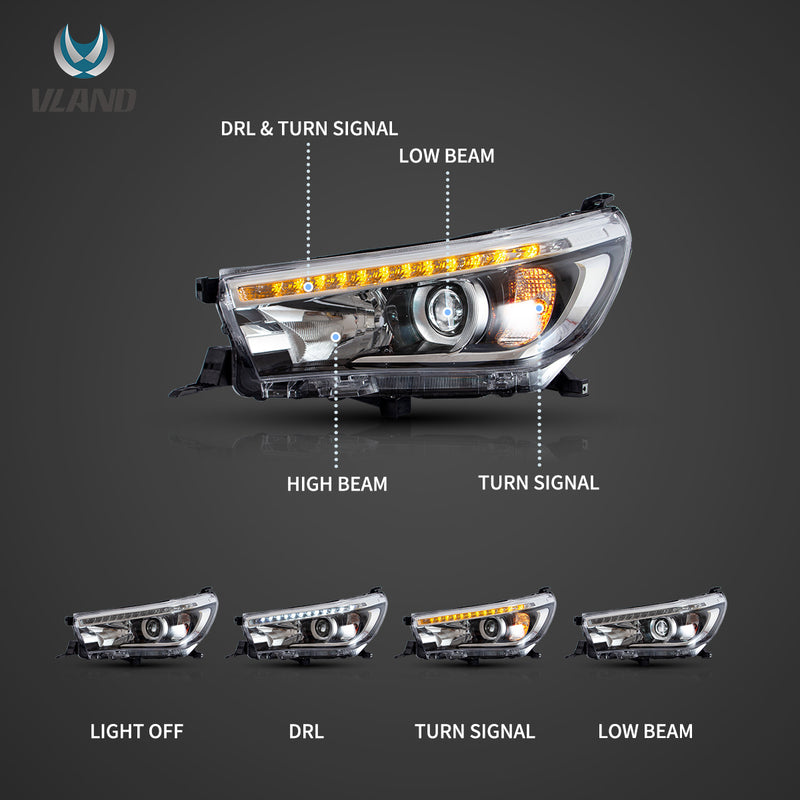 Faros delanteros LED Vland para Toyota Hilux/Revo 2015-2020 8.a generación (GUN125,GUN126R)