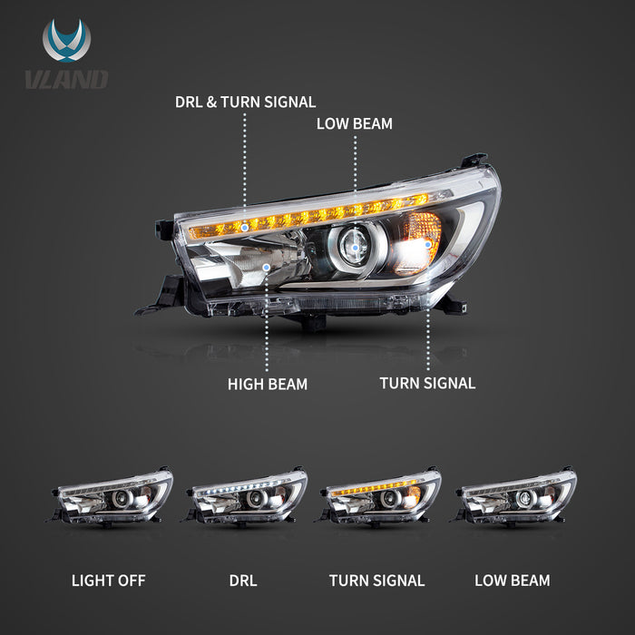 Phares LED Vland pour Toyota Hilux Vigo Revo 2015-2019