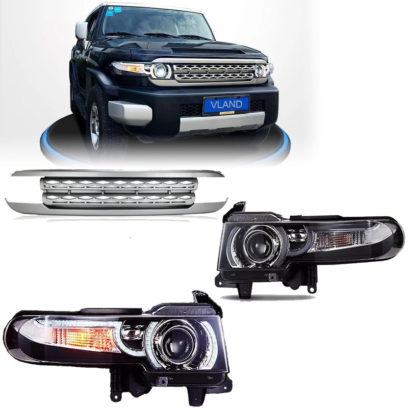 VLAND HID Dual Beam Headlights With Grille For Toyota Fj Cruiser 2007-2023 VLAND Factory