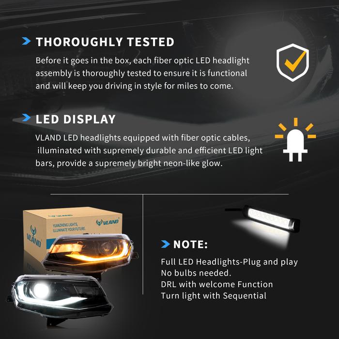 VLAND LED Dual Beam Headlights For Chevrolet / Chevy Camaro LT SS RS ZL LS 2016-2018 VLAND Factory