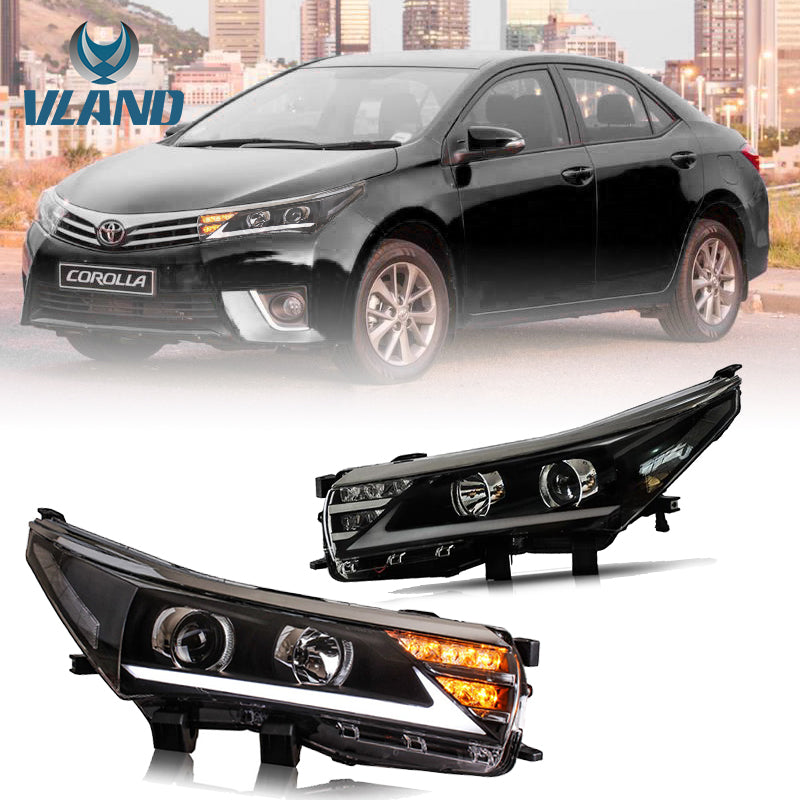 VLAND LED Dual Beam Headlights For Toyota Corolla 2014-2019 (International Version Eleventh Generation / 11th Gen E170/E180) -0251GNLZ VLAND Factory