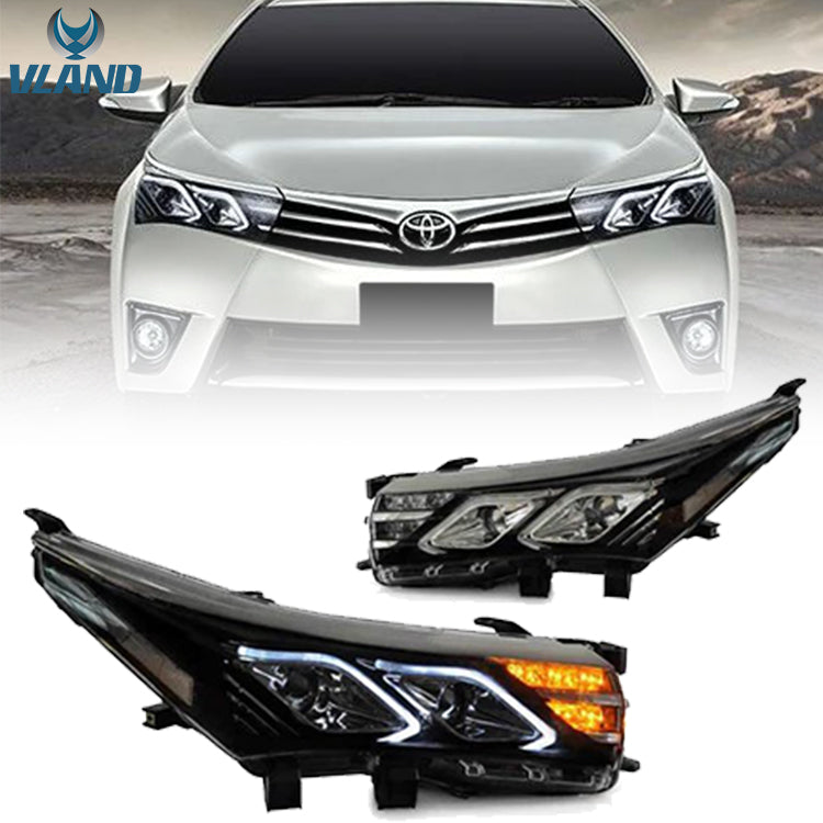VLAND LED Dual Beam Headlights For Toyota Corolla 2014-2019 (International Version Eleventh Generation / 11th Gen E170/E180)-0257GWBC VLAND Factory