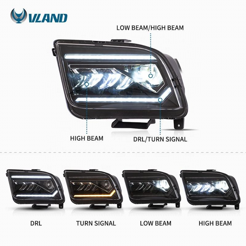 VLAND LED Projector Headlight for Ford Mustang 2005-2009 VLAND Factory
