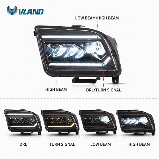 VLAND LED Projector Headlight for Ford Mustang 2005-2009 VLAND Factory