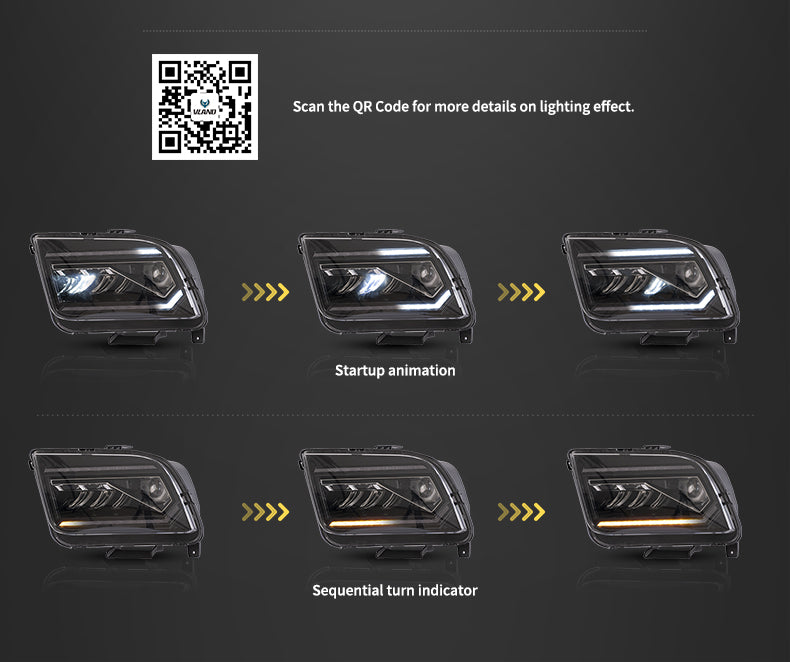 VLAND LED Projector Headlight for Ford Mustang 2005-2009 VLAND Factory