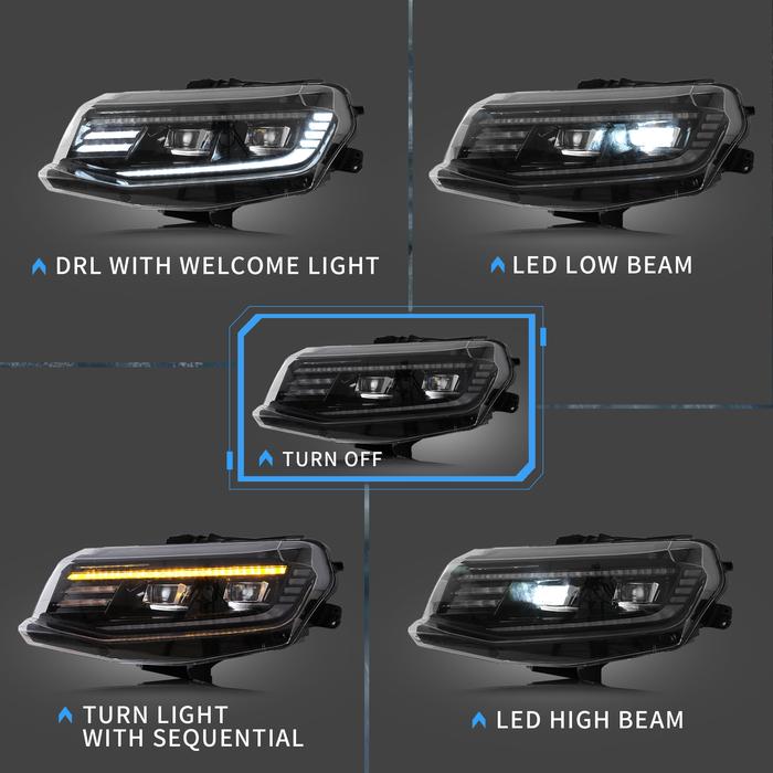 VLAND LED Projector Headlights For Chevrolet / Chevy Camaro LT SS RS ZL LS 2016-2018 VLAND Factory