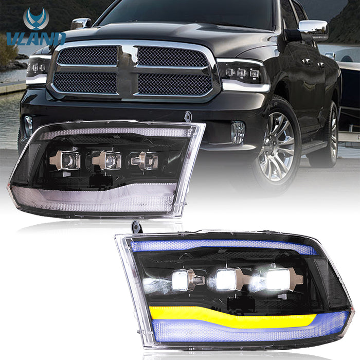 VLAND LED Projector Headlights For Dodge Ram 1500/2500/3500 2009-2018/Ram 1500 Classic 2019-2021 (Only One Side) VLAND Factory