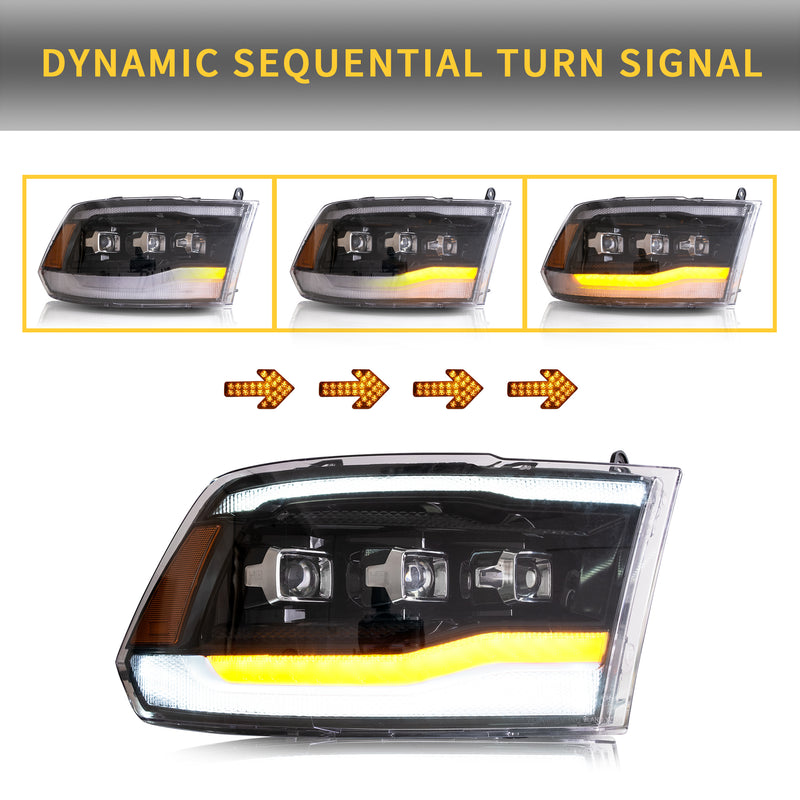 VLAND LED Projector Headlights For Dodge Ram 1500/2500/3500 2009-2018/Ram 1500 Classic 2019-2021 VLAND Factory