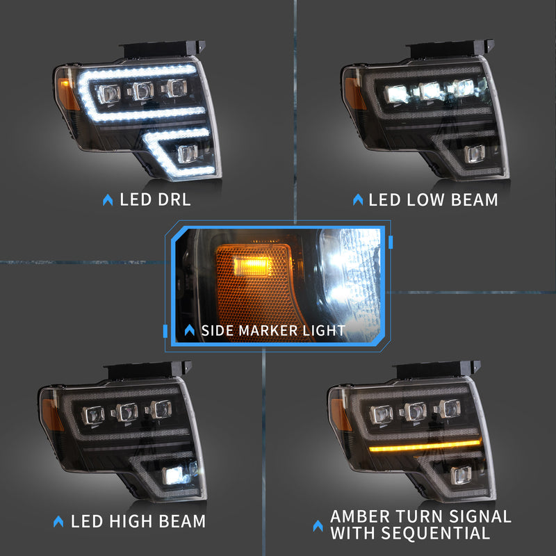 VLAND LED Projector Headlights For Ford F150 Pickup 2009-2014 VLAND Factory