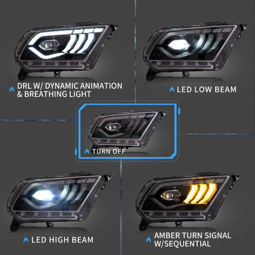 VLAND LED Projector Headlights For Ford Mustang 2010-2014 VLAND Factory