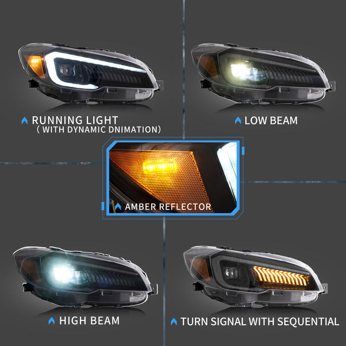 VLAND LED Projector Headlights For Subaru WRX 2015-2021 WRX STI 2015-2017 With Start-Up Animation VLAND Factory