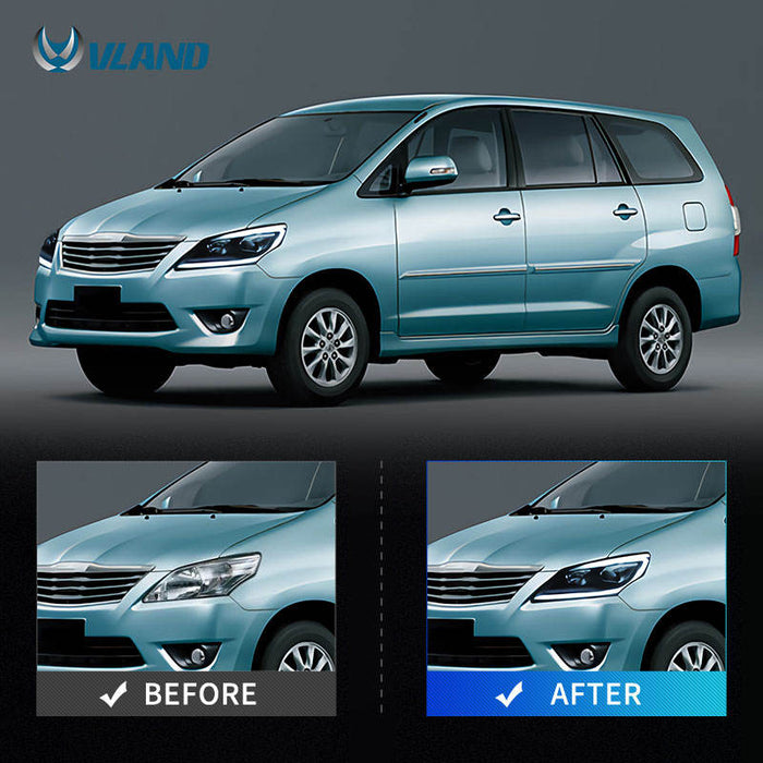 VLAND LED Projector Headlights For Toyota Innova 2012-2015 w/ Sequential Indicator VLAND Factory