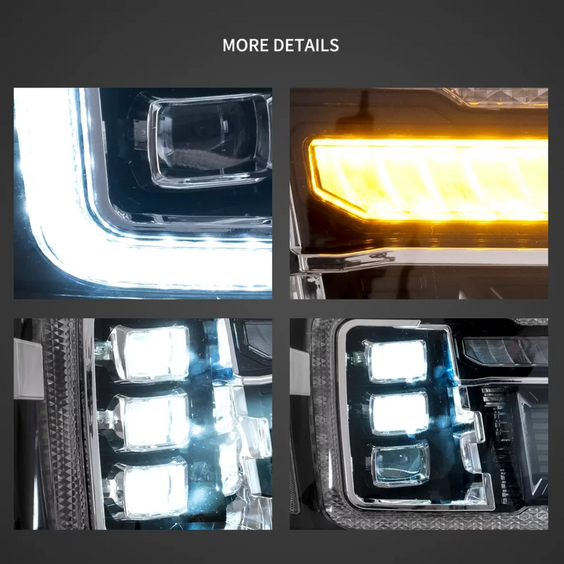 VLAND LED Projector Headlights for GMC Sierra 1500 SLE 2007-2013 With Start-Animation VLAND Factory