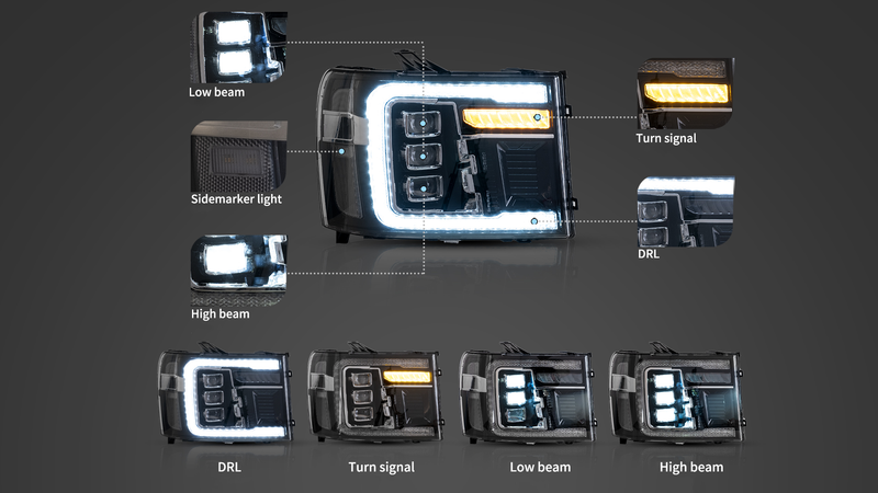 VLAND LED Projector Headlights for GMC Sierra 1500 SLE 2007-2013 With Start-Animation VLAND Factory