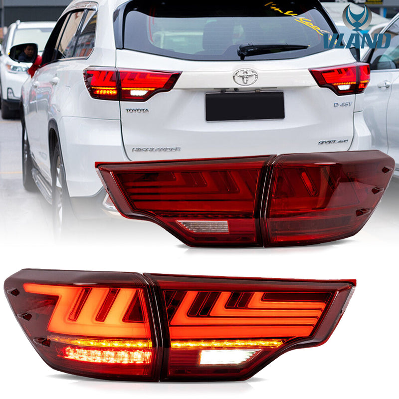 VLAND LED Tail Lights For Toyota Highlander 2014-2019 w/Sequential Signal Dynamic Mode Start-up Animation VLAND Factory