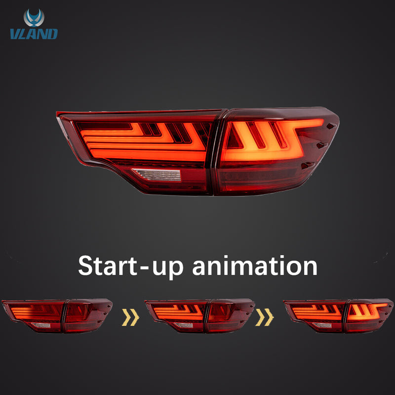 VLAND LED Tail Lights For Toyota Highlander 2014-2019 w/Sequential Signal Dynamic Mode Start-up Animation VLAND Factory