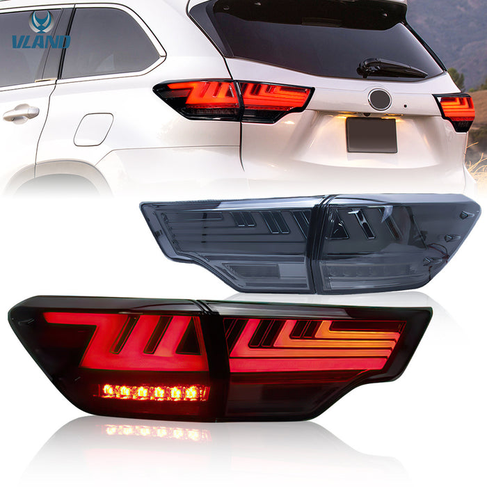 VLAND LED Tail Lights For Toyota Highlander 2014-2019 w/Sequential Signal Dynamic Mode Start-up Animation VLAND Factory