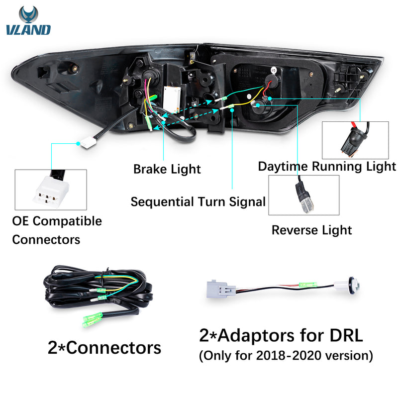 VLAND LED Tail Lights For Toyota Highlander 2014-2019 w/Sequential Signal Dynamic Mode Start-up Animation VLAND Factory