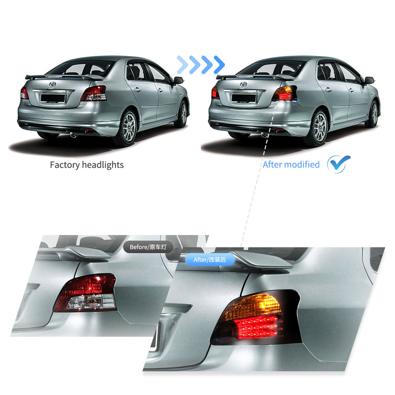 VLAND LED Taillights For Toyota Yaris / Vios / Belta Sedan Hatchback 2007-2012 (Second Generation / 2nd Gen XP90) (MOQ of 100 Sets) VLAND Factory