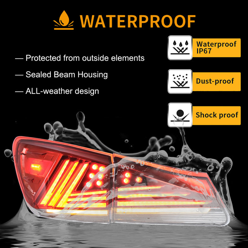 VLAND LED Taillights for Lexus IS250 IS350 2006-2012 IS200d IS F 2008-2014 Sequential Indicator Startup Animation VLAND Factory