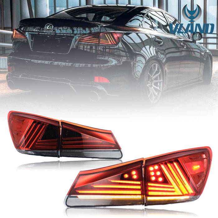 VLAND LED Taillights for Lexus IS250 IS350 2006-2012 IS200d IS F 2008-2014 Sequential Indicator Startup Animation VLAND Factory