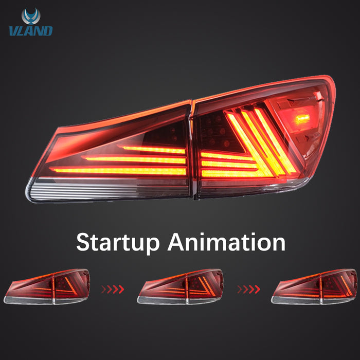 VLAND LED Taillights for Lexus IS250 IS350 2006-2012 IS200d IS F 2008-2014 Sequential Indicator Startup Animation VLAND Factory