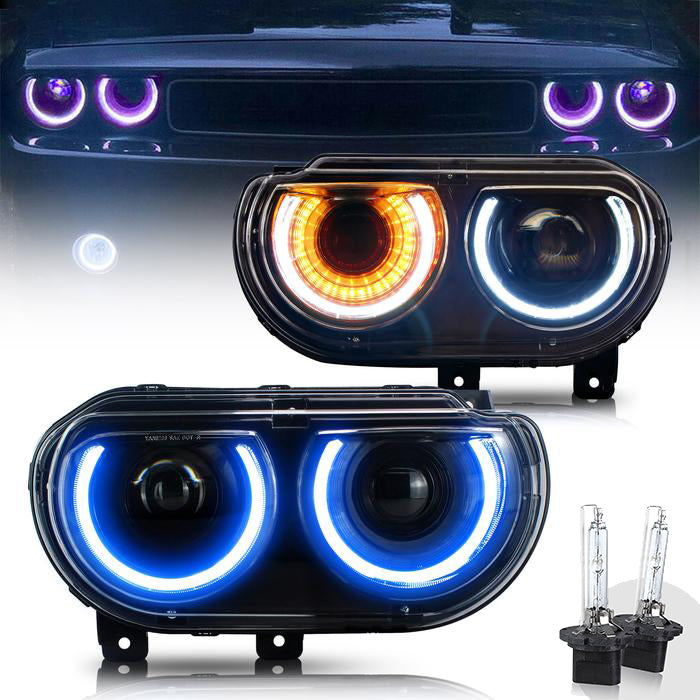 VLAND RGB Dual Beam Headlights For Dodge Challenger 2008-2014 VLAND Factory
