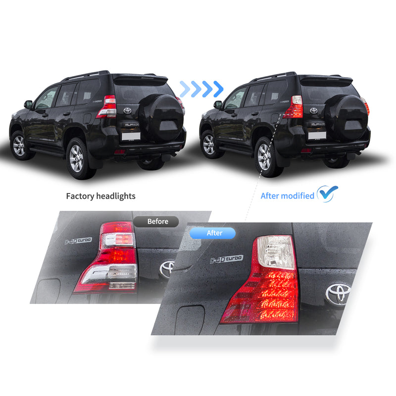 VLAND Full LED Tail Lights Bumper Lights for Toyota Prado J150 2010-2022 4th Gen (NOT FIT GX460)