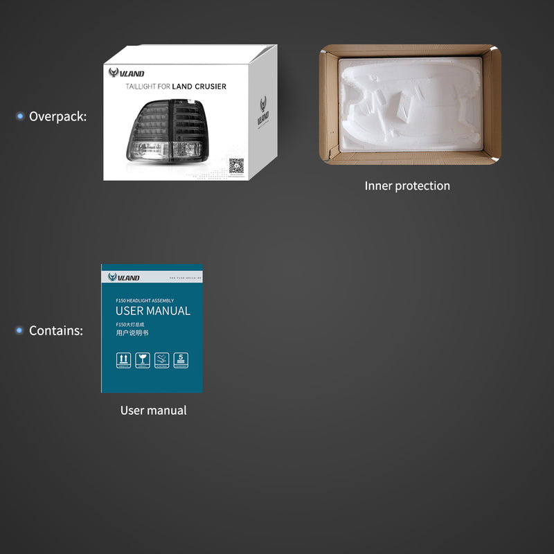 VLAND  Full LED Tail Lights for Toyota Land Cruiser 2000-2007