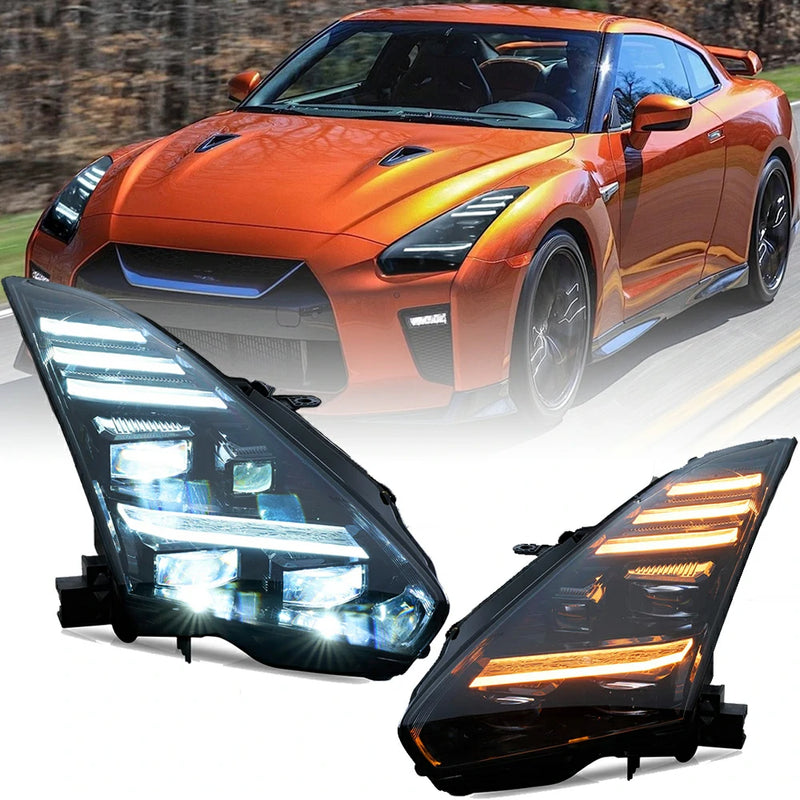 VLAND FULL LED Projector Headlights DRL Projector For 2008-2024 Nissan R35 GTR