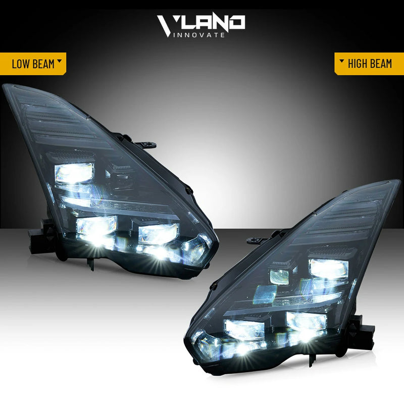 VLAND FULL LED Projector Headlights DRL Projector For 2008-2024 Nissan R35 GTR
