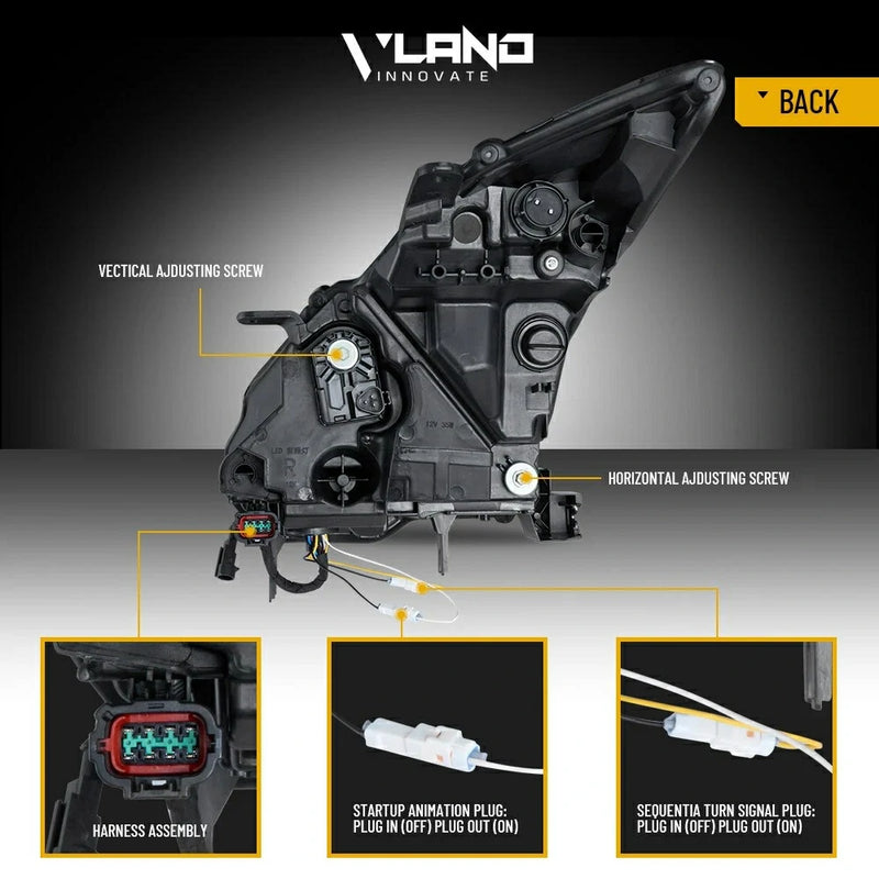 VLAND FULL LED Projector Headlights DRL Projector For 2008-2024 Nissan R35 GTR