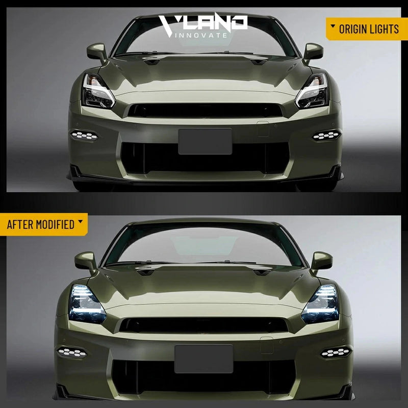 VLAND FULL LED Projector Headlights DRL Projector For 2008-2024 Nissan R35 GTR