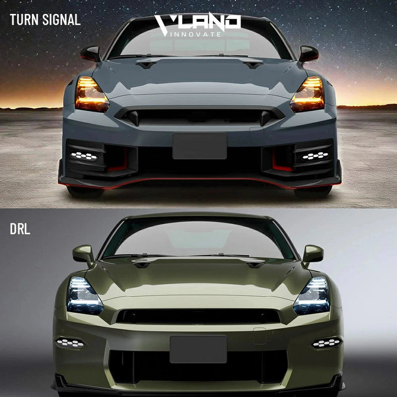 VLAND FULL LED Projector Headlights DRL Projector For 2008-2024 Nissan R35 GTR