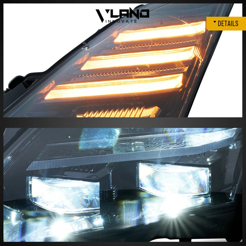 VLAND FULL LED Projector Headlights DRL Projector For 2008-2024 Nissan R35 GTR