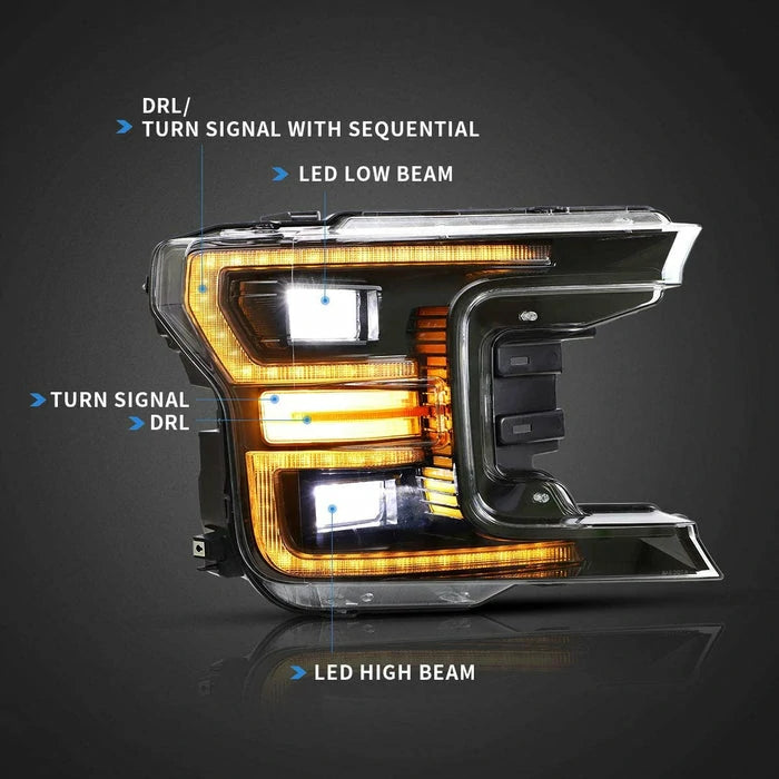 VLAND Full LED Headlights and Tail Lights For Ford F150 2018-2020