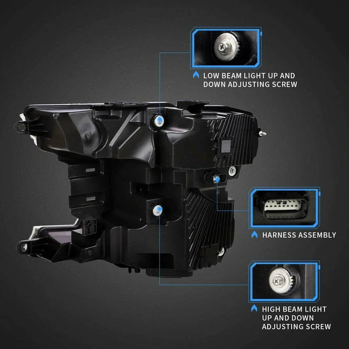 VLAND Full LED Headlights for Ford F150 2018-2020 with Sequential Turn Signals (Black and Chrome Housing Style)