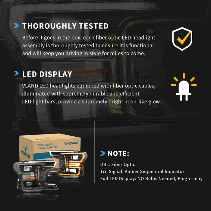 VLAND Full LED Headlights and Tail Lights For Ford F150 2018-2020